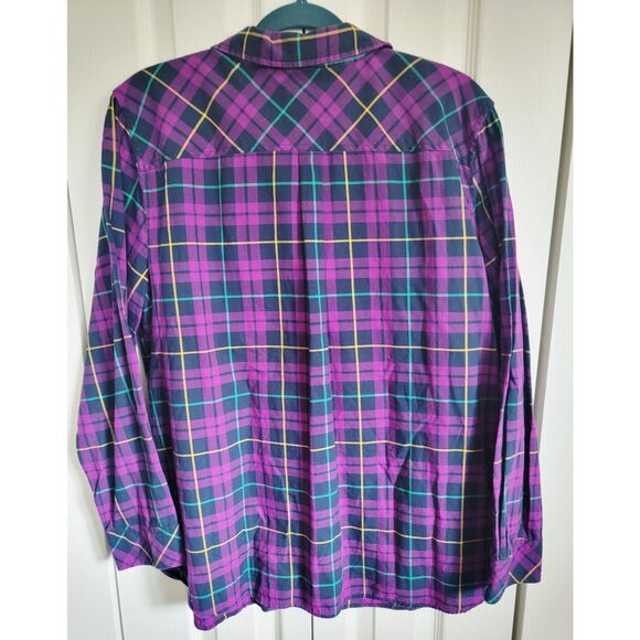 Talbots XL Shirt Womens‎ Purple Plaid Long Sleeves Button Front Blouse Cotton - Picture 2 of 6